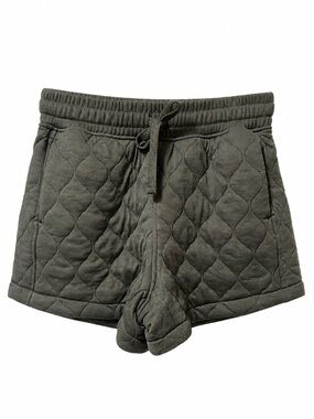Quilted Drawstring Women’s Athletic Shorts in Olive
